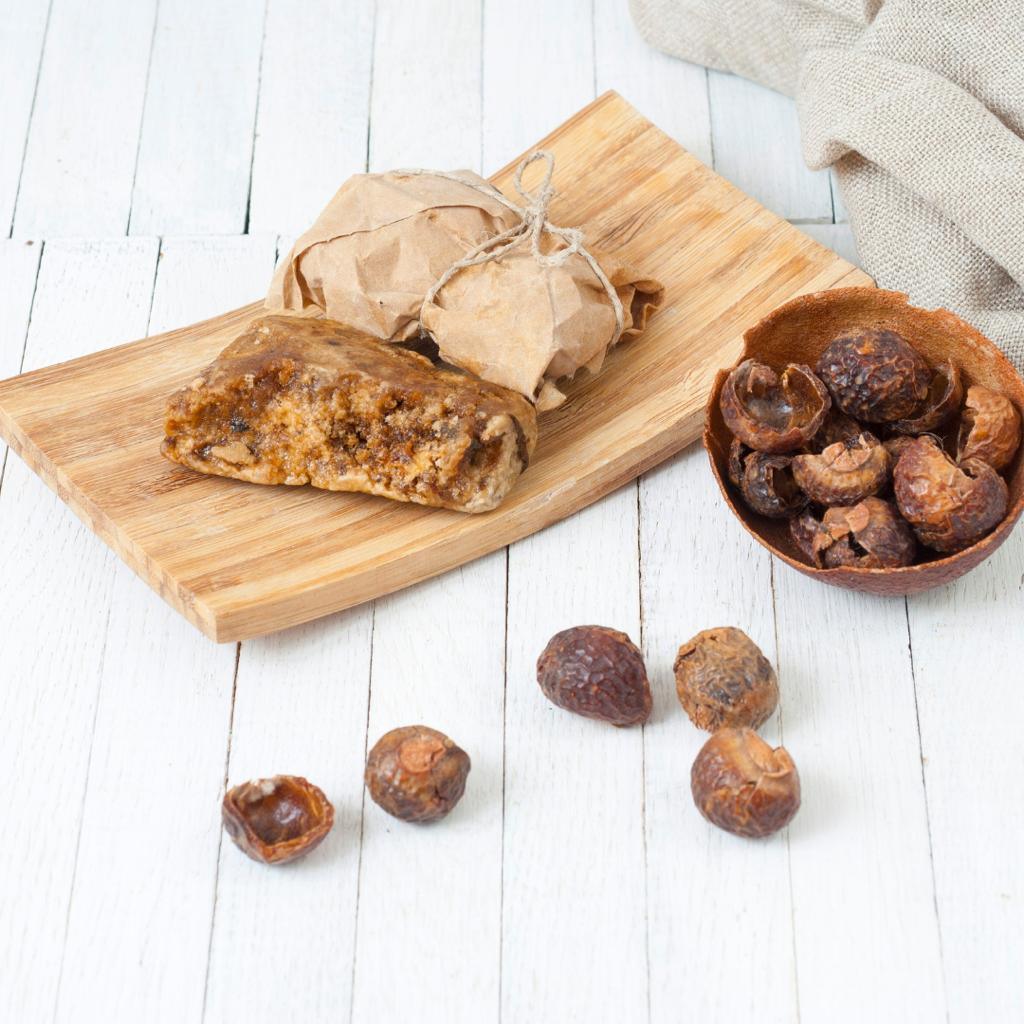 Soap nuts on table