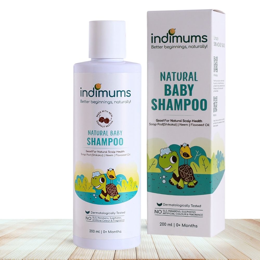 Indimums Natural Baby Shampoo with Reetha (200 ML) effective for dry baby hair & scalp irritation