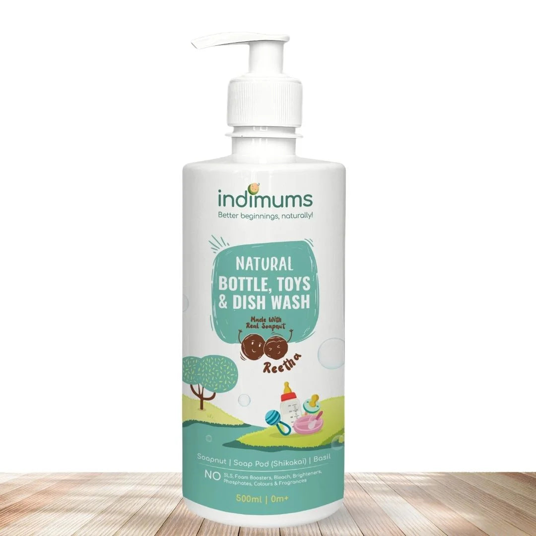 Indimums Natural Bottle, Toys & Dish  Wash (500 ML) with Reetha for chemical residue-free cleaning