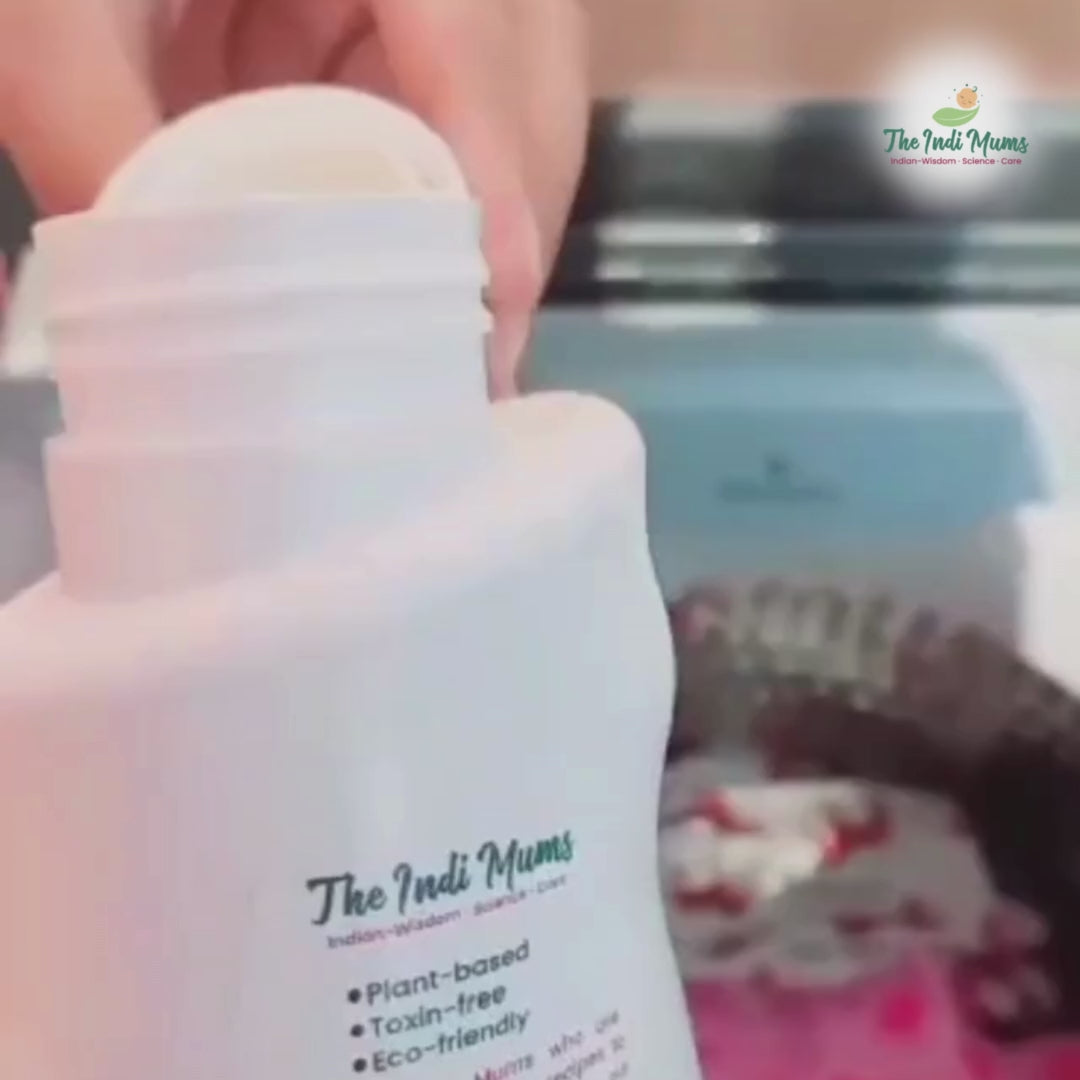 Video showing instructions on how to use the Indimums Natural Laundry Detergent with step-by-step guidance on gentle hair washing