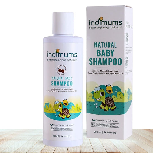 Indimums Natural Baby Shampoo with Reetha (200 ML) effective for dry baby hair & scalp irritation