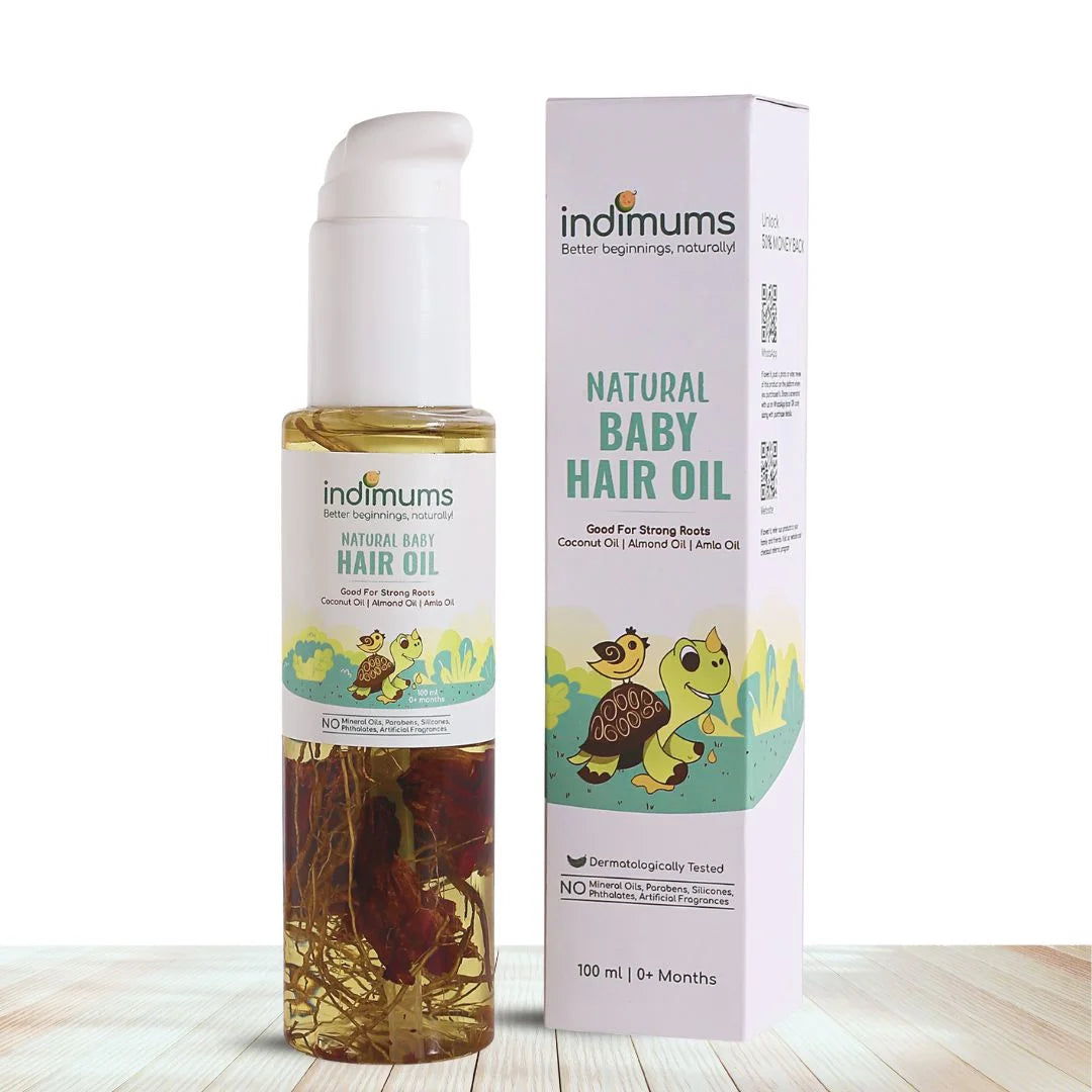 Indimums baby and kids hair oil bottle and box 