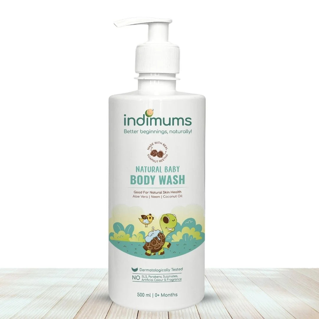 Indimums Natural Body Wash with Reetha (500 ML) for eczema-prone baby skin
