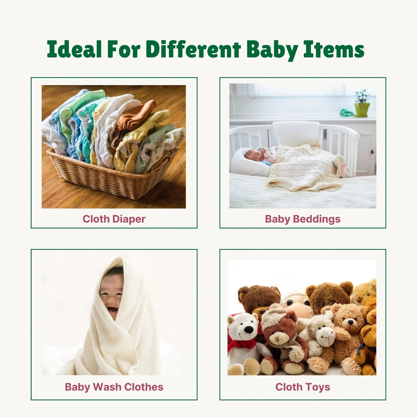 baby items that can be cleaned using The Indi Mums Baby Laundry Detergent Liquid