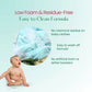 Baby clothes covered in foam with text stating its benefits, with image of organic baby detergent placed at the bottom alongwith a baby. 