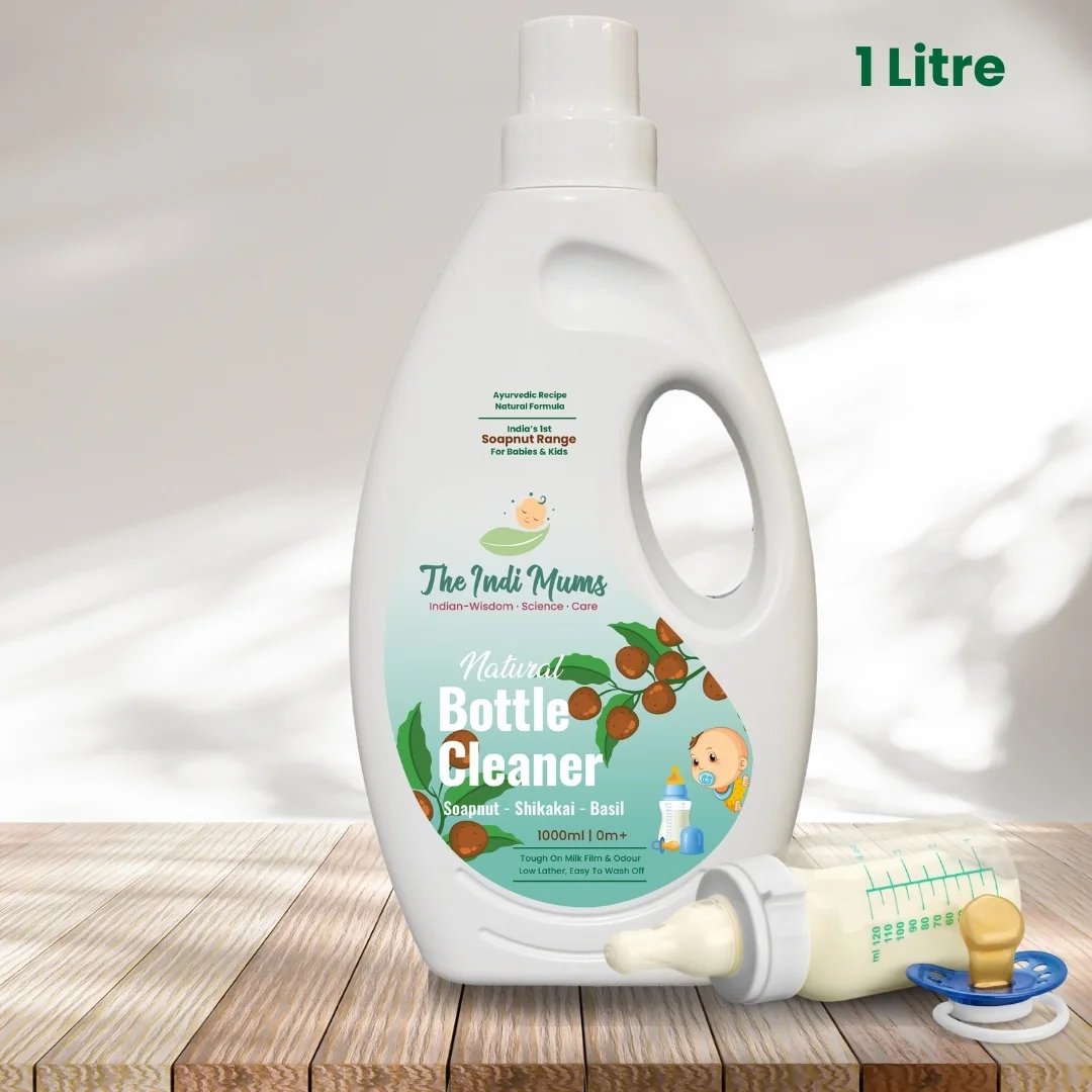 1 litre bottle of natural nany bottle cleaning liquid from The Indi Mums