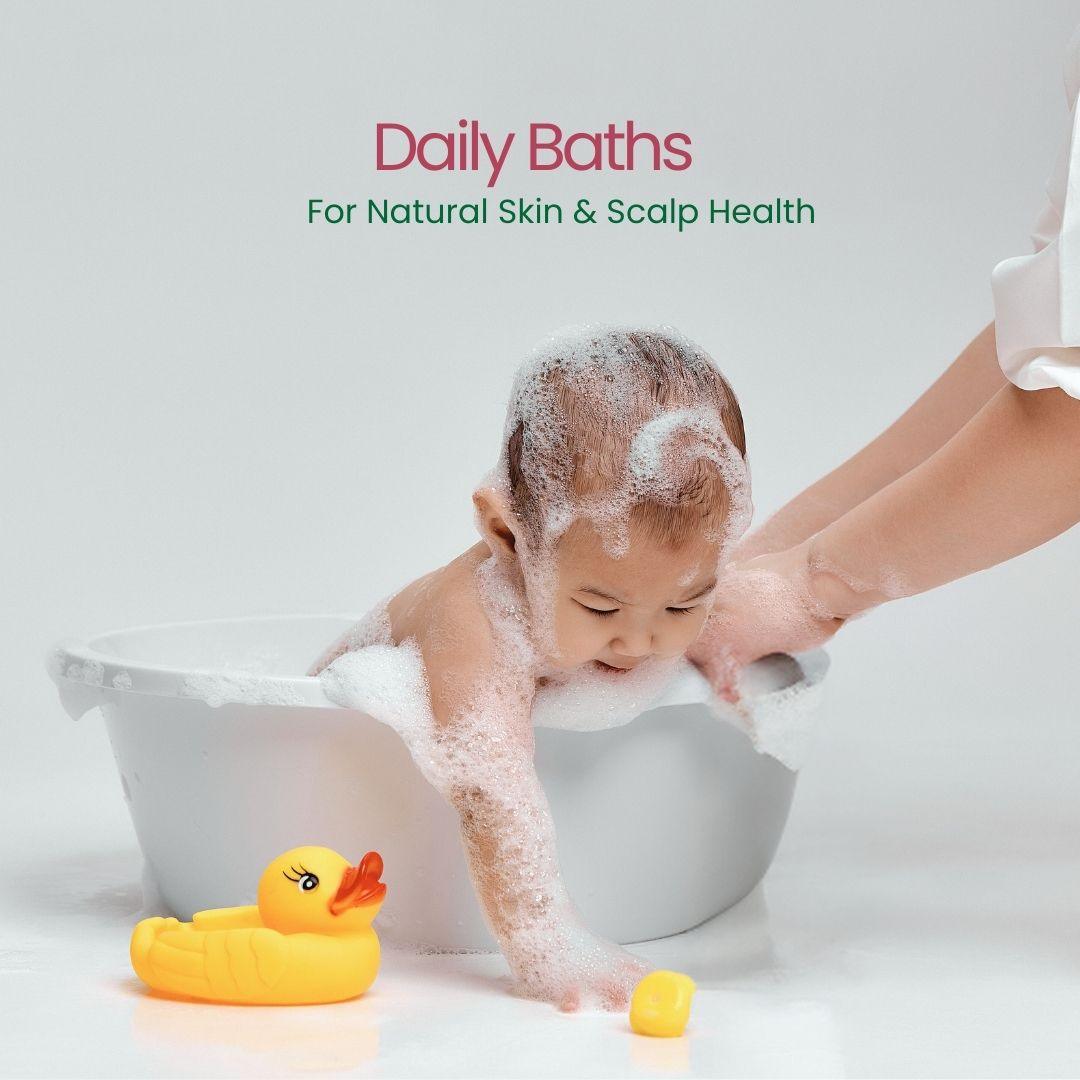 The Indi Mums baby care products for daily baths, promoting natural skin and scalp health.

