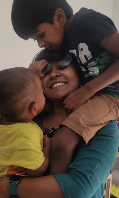 Saumya Rajesh, Founder of indi mums with her 2 sons. 