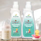 two half little bottles of baby bottle cleaning liquid from The indi Mums