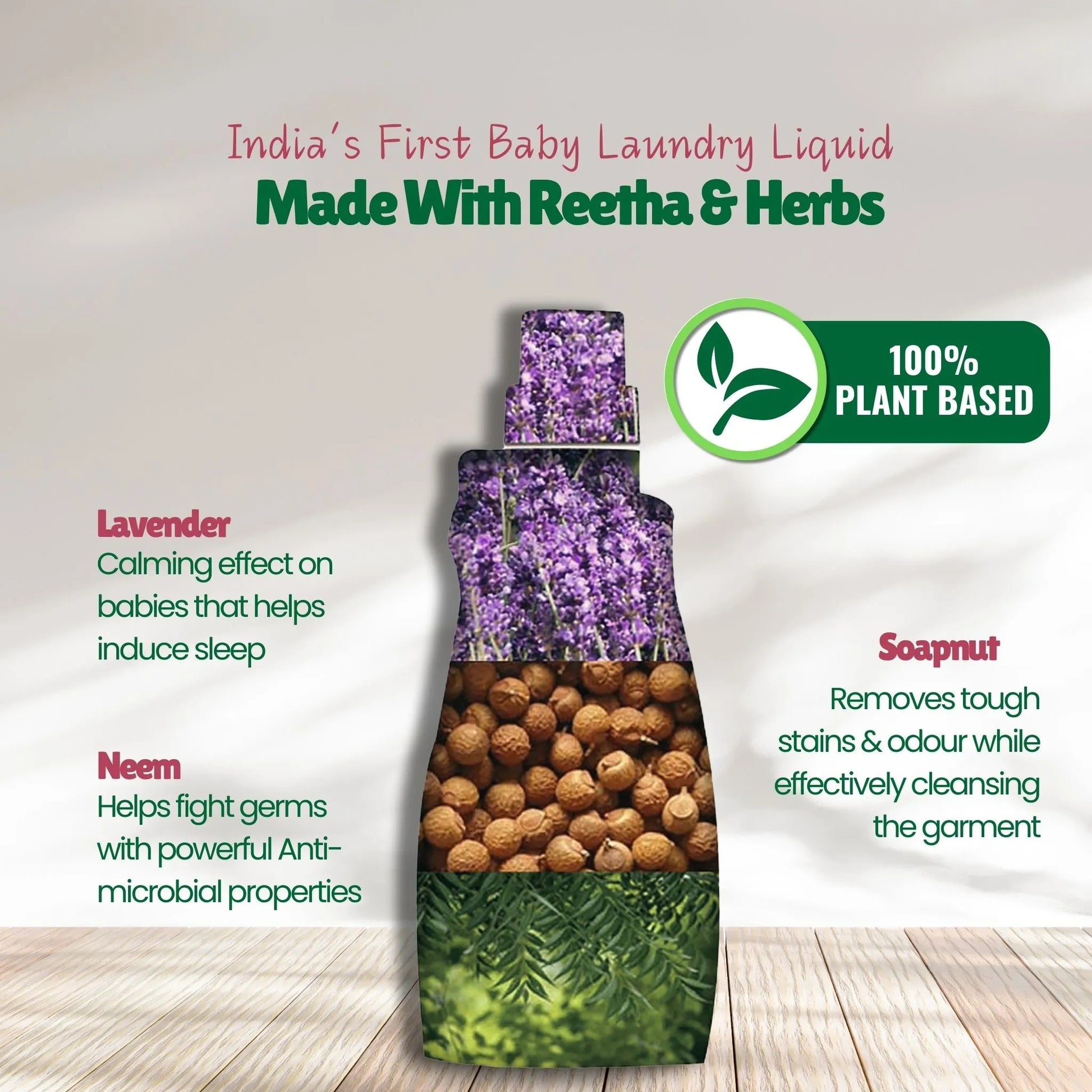 made with reetha & herbs baby laundry liquid